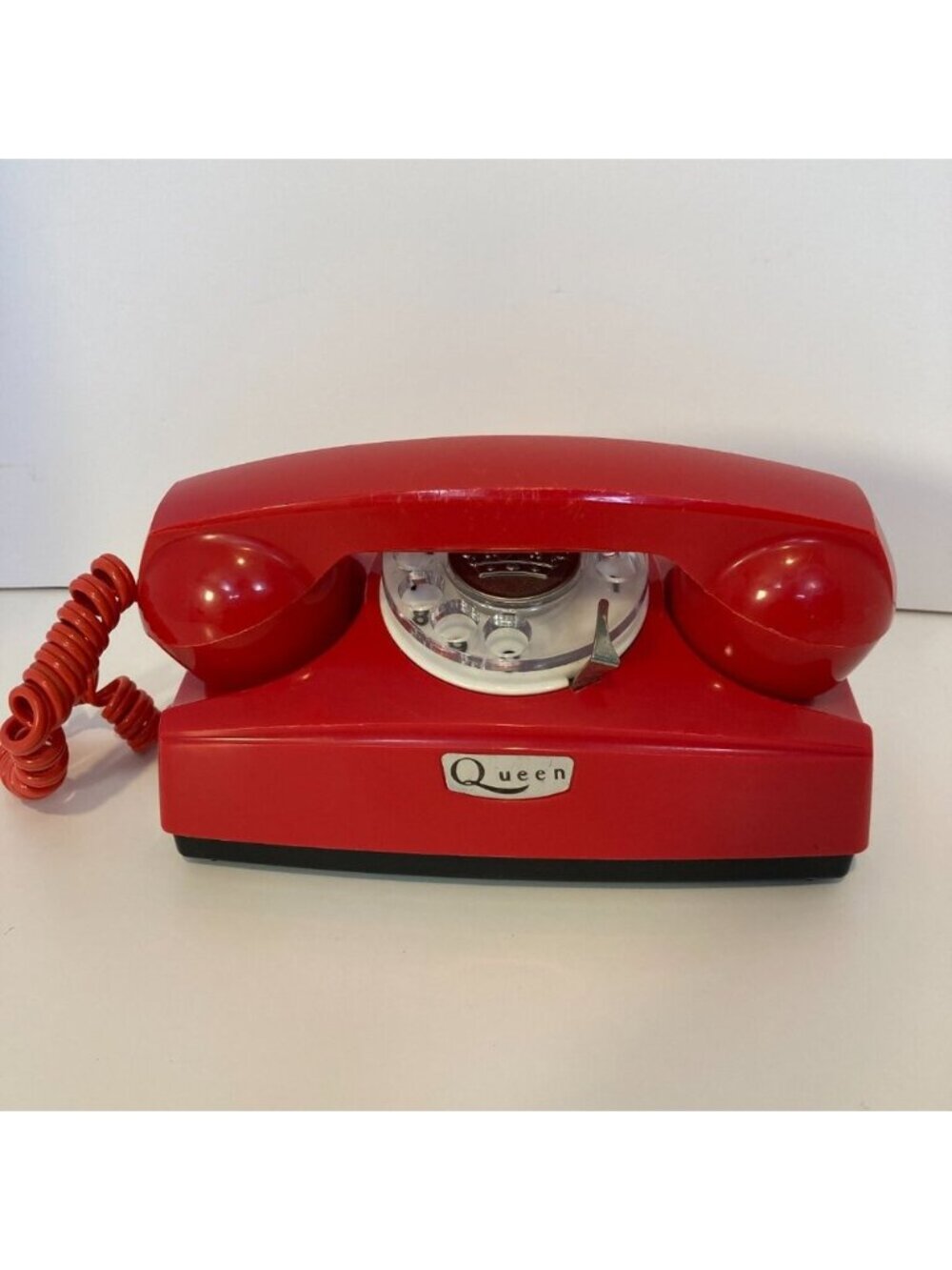Vintage 1930s Queen Brand Celluloid Telephone CGK Japan Red Rotary